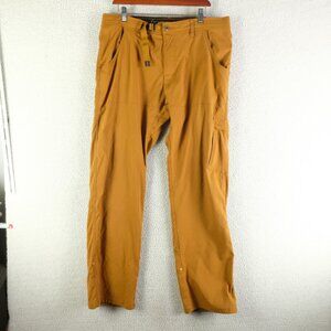 Prana Pants Mens 36X32 Brown Belted Cargo Nylon Lightweight Hiking Stretch